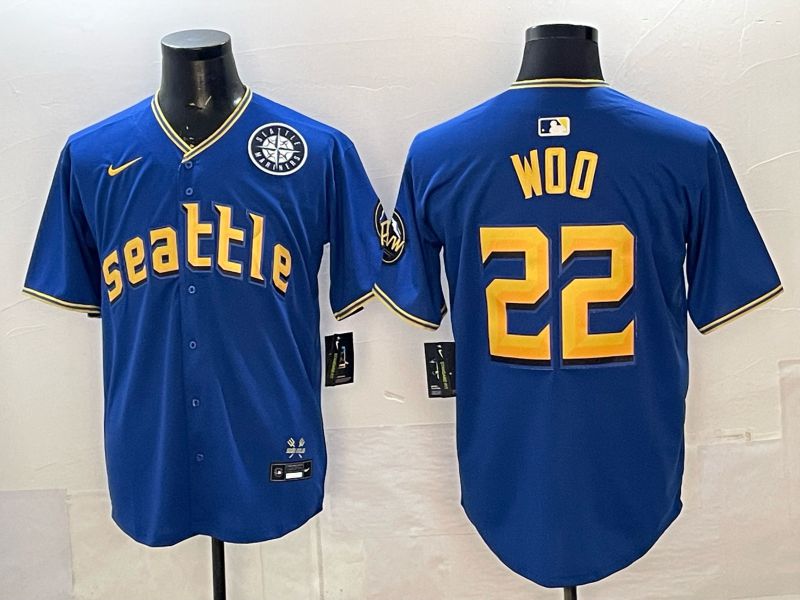 Men 2026 Seattle Mariners #22 Woo Blue City Edition Nike MLB Jersey 07->seattle mariners->MLB Jersey